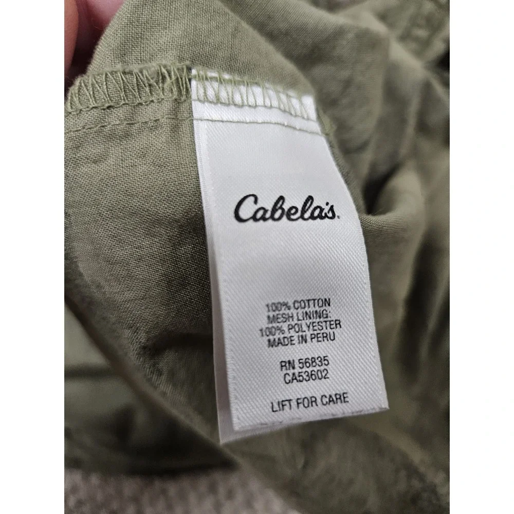 Cabelas Shirt Mens Green Pockets‎ Vented Short Sleeve Fish Outdoor Size XL TG